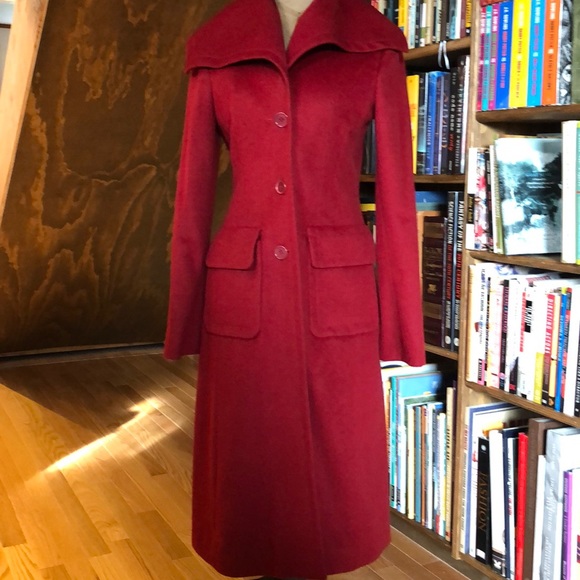 Bcbg Red Wool Dress Coat Lined Vintage 